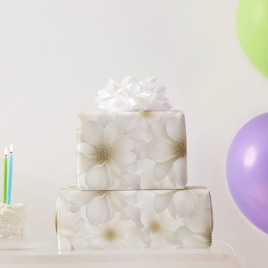 ソフトアイボリーフローラ抽象芸術 ラッピングペーパー (パーティーギフト)