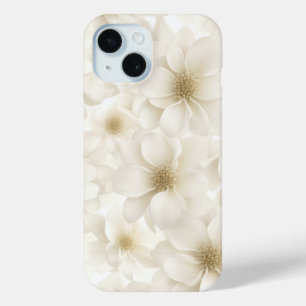 ソフトアイボリーフローラ抽象芸術 iPhone 15ケース