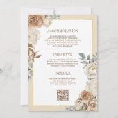 ソフトアイボリーベージュフローラ金ゴールド結婚すべて 招待状 (裏面)