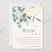 ソフトアイボリーホワイトアクアフローラファーストホーリーコミュニオン サンキューカード (正面)