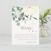 ソフトアイボリーホワイトアクアフローラファーストホーリーコミュニオン サンキューカード (スタンド正面)