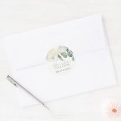 ソフトアイボリーホワイトフローラアクアファースト聖餐式 ラウンドシール (封筒)