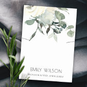 ソフトアイボリーホワイトフローラバンチネックレスディスプレイ 名刺