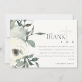 ソフトアイボリーホワイトフローラバンチファースト聖餐式 サンキューカード (正面)