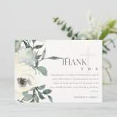 ソフトアイボリーホワイトフローラバンチファースト聖餐式 サンキューカード (スタンド正面)