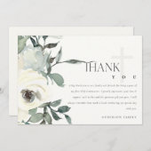 ソフトアイボリーホワイトフローラバンチファースト聖餐式 サンキューカード (正面/裏面)
