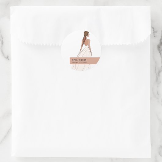 ソフトアイボリーホワイトラスト結婚ズガウンブライダルブティック ラウンドシール (バッグ)