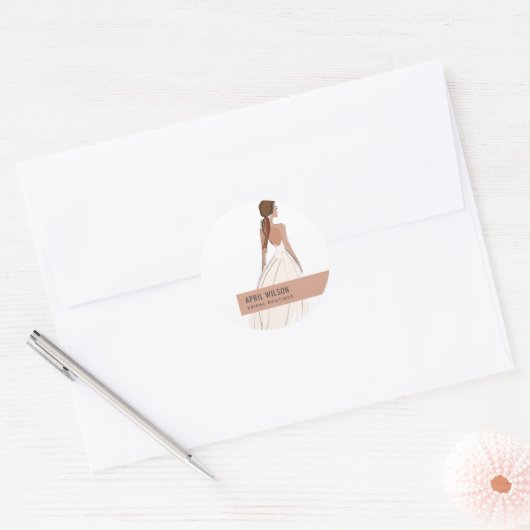 ソフトアイボリーホワイトラスト結婚ズガウンブライダルブティック ラウンドシール (封筒)