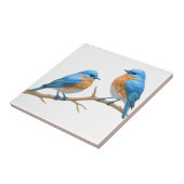 ソフトアイボリーラブバードロマンチック結婚ブルーバード タイル (側面)