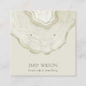 ソフトアイボリー淡い色の金ゴールドゲート大理石イヤリングディスプレイ スクエア名刺 (正面)