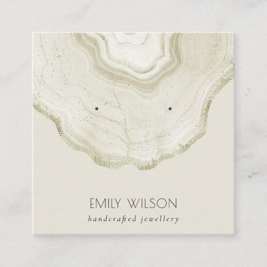 ソフトアイボリー淡い色の金ゴールドゲート大理石イヤリングディスプレイ  スクエア名刺 (正面)