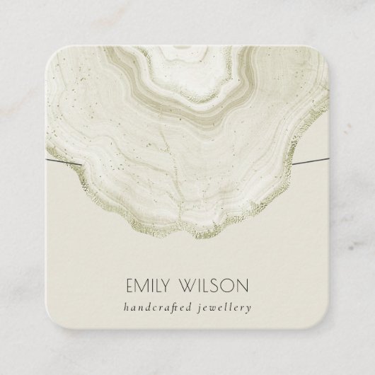 ソフトアイボリー淡い色の金ゴールドゲート大理石ネックレスディスプレイ スクエア名刺 (正面)