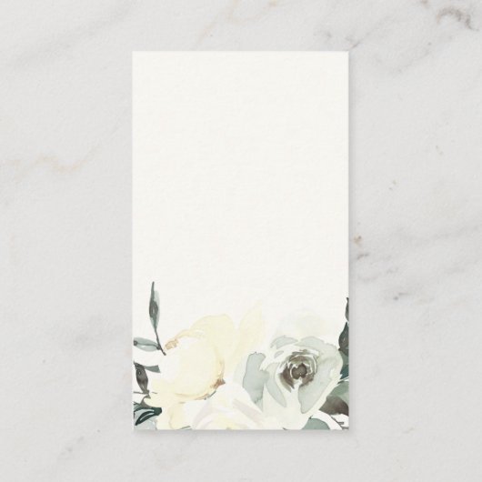 ソフトアイボリー白フローラバンチ表示赤ちゃんシャワー エンクロージャーカード (裏面)