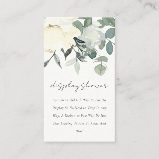 ソフトアイボリー白フローラバンチ表示赤ちゃんシャワー エンクロージャーカード (正面)