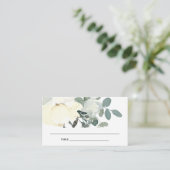 ソフトアイボリー白フローラブライダルシャワー座席表 名刺 (スタンド正面)