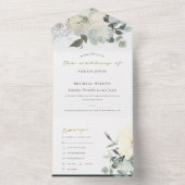 ソフトアイボリー白フローラ水彩束結婚類 オールインワン招待状 (内側)