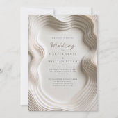 ソフトアイボリー結婚流れ 招待状 (正面)