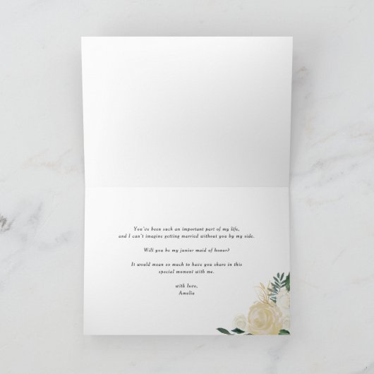 ソフトアイボリー花金ゴールドメイド・オブ・オーナー(花嫁付き添い人)提案 カード (内部)