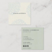 ソフトアエレガントアミニマルブルーフローラパーソナライズされた スクエア名刺 (正面/裏面)