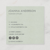 ソフトアエレガントアミニマルブルーフローラパーソナライズされた スクエア名刺 (裏面)