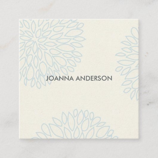 ソフトアエレガントアミニマルブルーフローラパーソナライズされた スクエア名刺 (正面)