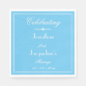 ソフトアクアエレガントブルーの結婚名前をカスタムする紙 スタンダードランチョンナプキン (正面)