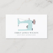 ソフトアクアエレガントブルーピンク裁縫ミシンのテーラー 名刺 (正面)