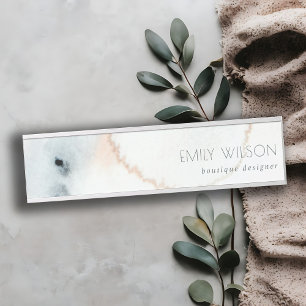 ソフトアクアエレガントブルー金ゴールドウォーターカラービーチイ サインプレート