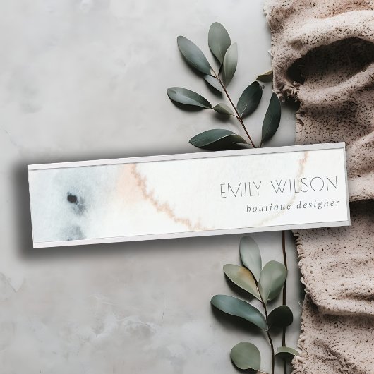 ソフトアクアエレガントブルー金ゴールドウォーターカラービーチイ サインプレート