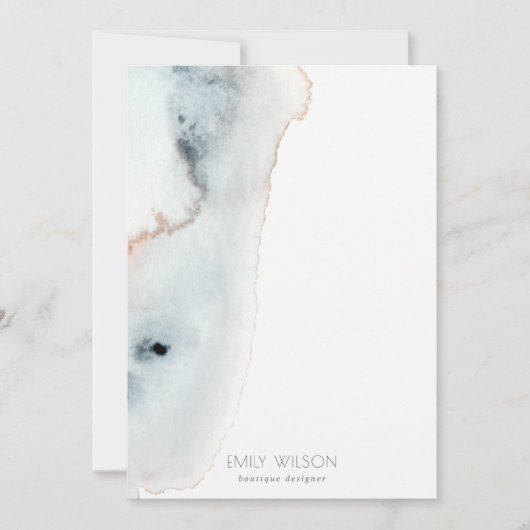 ソフトアクアエレガントブルー金ゴールドウォーターカラービーチイ サンキューカード (正面)