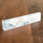 ソフトアクアエレガントブルー金ゴールドウォーターカラービーチイ デスクネームプレート (側面)