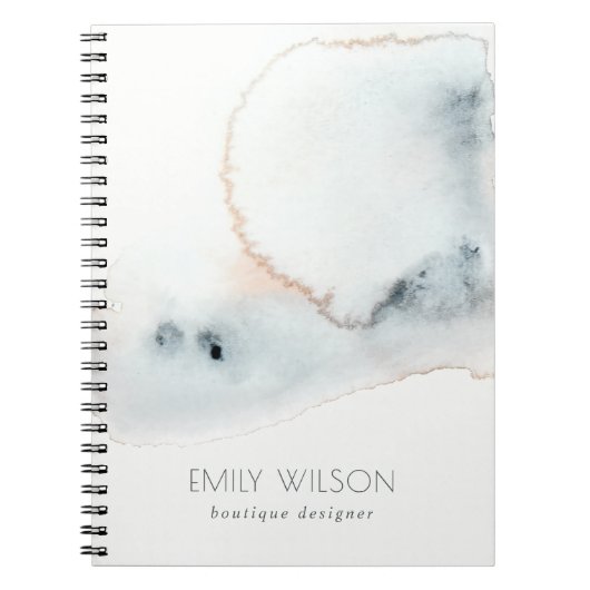 ソフトアクアエレガントブルー金ゴールドウォーターカラービーチイ ノートブック (正面)