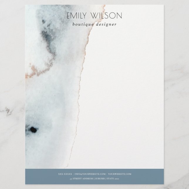 ソフトアクアエレガントブルー金ゴールドウォーターカラービーチイ レターヘッド (正面)