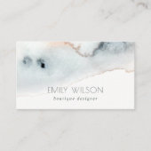 ソフトアクアエレガントブルー金ゴールドウォーターカラービーチイ 名刺 (正面)