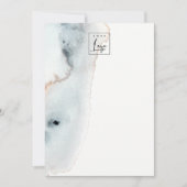 ソフトアクアエレガントブルー金ゴールドウォーターカラービーチハイロゴ サンキューカード (正面)