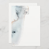 ソフトアクアエレガントブルー金ゴールドウォーターカラービーチハイロゴ サンキューカード (正面/裏面)