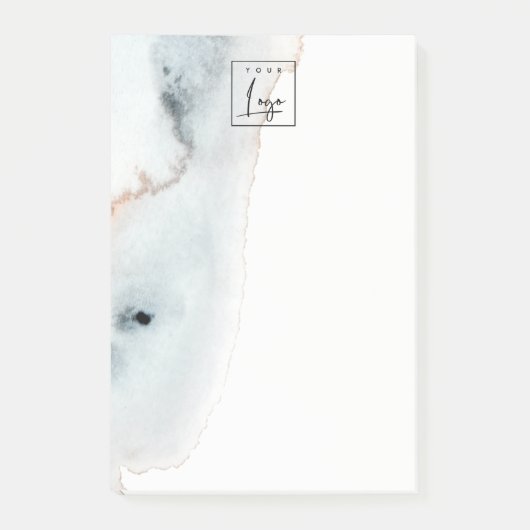 ソフトアクアエレガントブルー金ゴールドウォーターカラービーチハイロゴ ポストイット (正面)