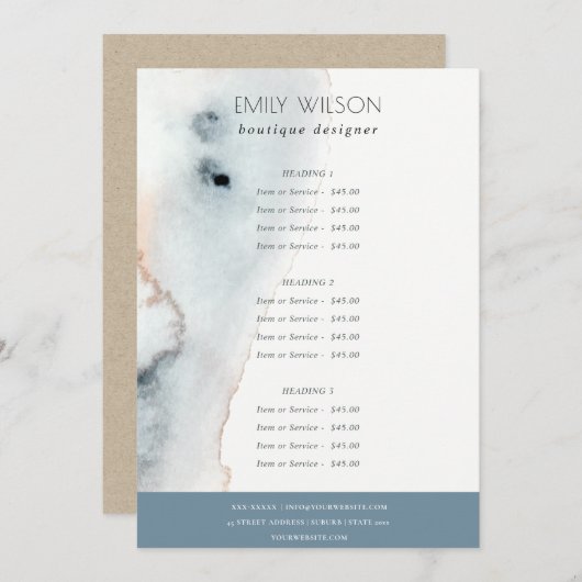 ソフトアクアエレガントブルー金ゴールドビーチサービス価格 メニュー (正面/裏面)