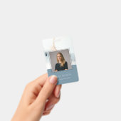 ソフトアクアエレガントブルー金ゴールド水彩ビーチ写真 バッジ (手持ち)