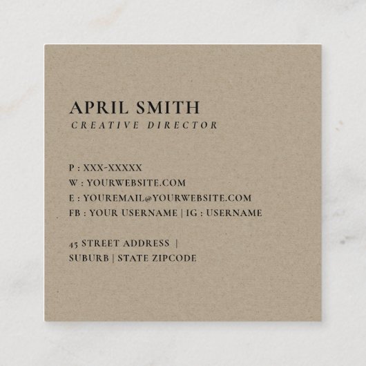 ソフトアクアスカイブルーモダン素朴抽象芸術芸術的 スクエア名刺 (裏面)