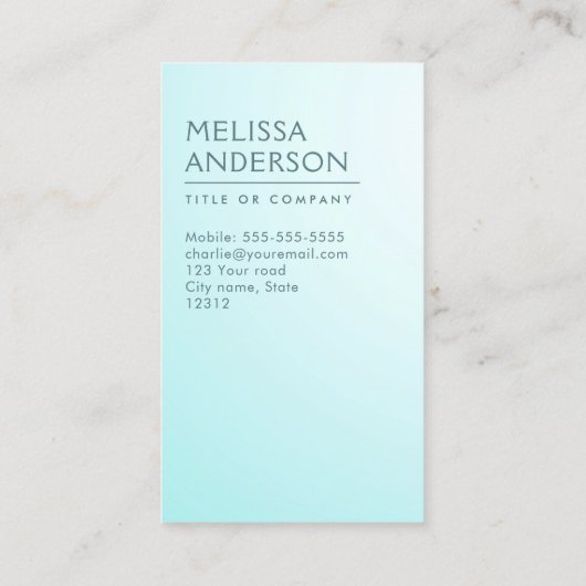 ソフトアクアブルーミニマリモダンストプロフェッショナル 名刺 (裏面)