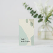 ソフトアクアブルーモダン素朴抽象芸術芸術的アート 名刺 (スタンド正面)