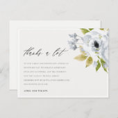 ソフトアクアブルー水彩フローラ有難う ポストカード (正面/裏面)