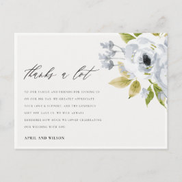 ソフトアクアブルー水彩フローラ有難う ポストカード