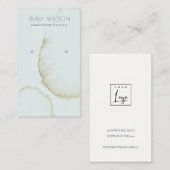 ソフトアクアブルー金ゴールド抽象芸術イヤリング表示ロゴ 名刺 (正面/裏面)