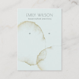 ソフトアクアブルー金ゴールド抽象芸術イヤリング表示ロゴ 名刺