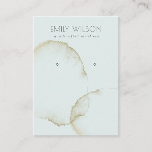 ソフトアクアブルー金ゴールド抽象芸術イヤリング表示ロゴ 名刺 (正面)