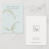 ソフトアクアブルー金ゴールド抽象芸術イヤリング表示ロゴ 名刺 (正面/裏面)