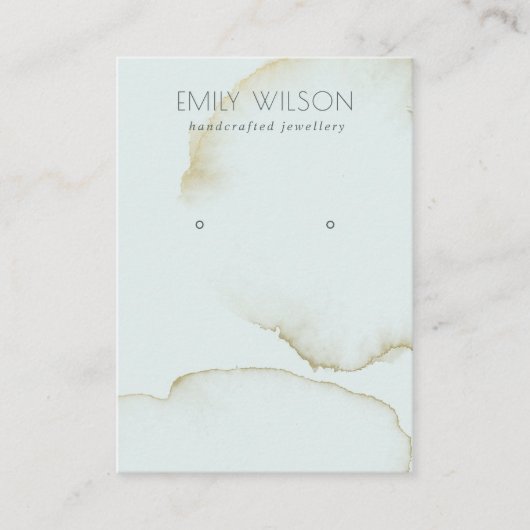 ソフトアクアブルー金ゴールド抽象芸術イヤリング表示ロゴ 名刺 (正面)