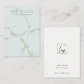 ソフトアクアブルー金ゴールド抽象芸術イヤリング表示ロゴ 名刺 (正面/裏面)